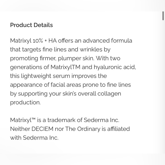 THE ORDINARY MATRIXYL 10% + HA SERUM - Picture 4 of 4